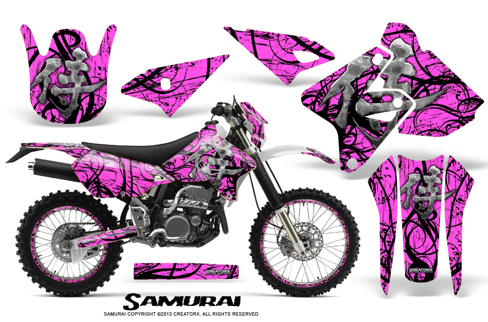 Suzuki DRZ400 Enduro Graphics Kit Samurai Black Pink NP Rims